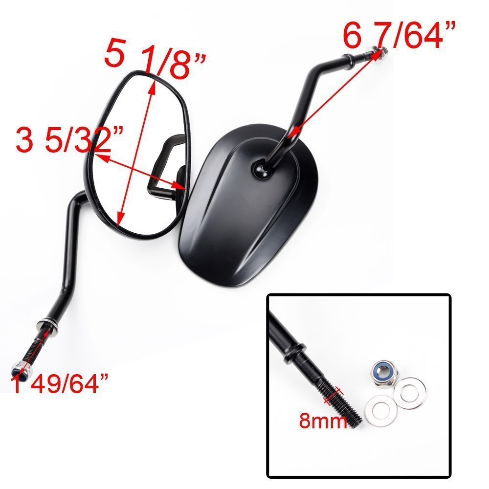 Amazon | HANSWD 8mm バイク ハンドルミラー 広角 大型バイク用 ロング